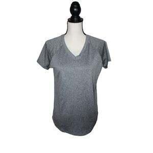 Beverly‎ Hills PoloClub Women's Large Gray Short Sleeve Activewear Shirt Stretch